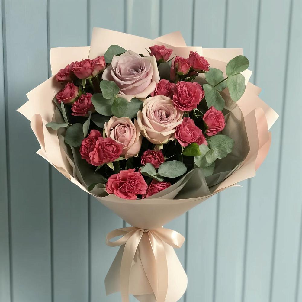Букет цветов из: Гвоздики и Розы в Белом Яре Томской области