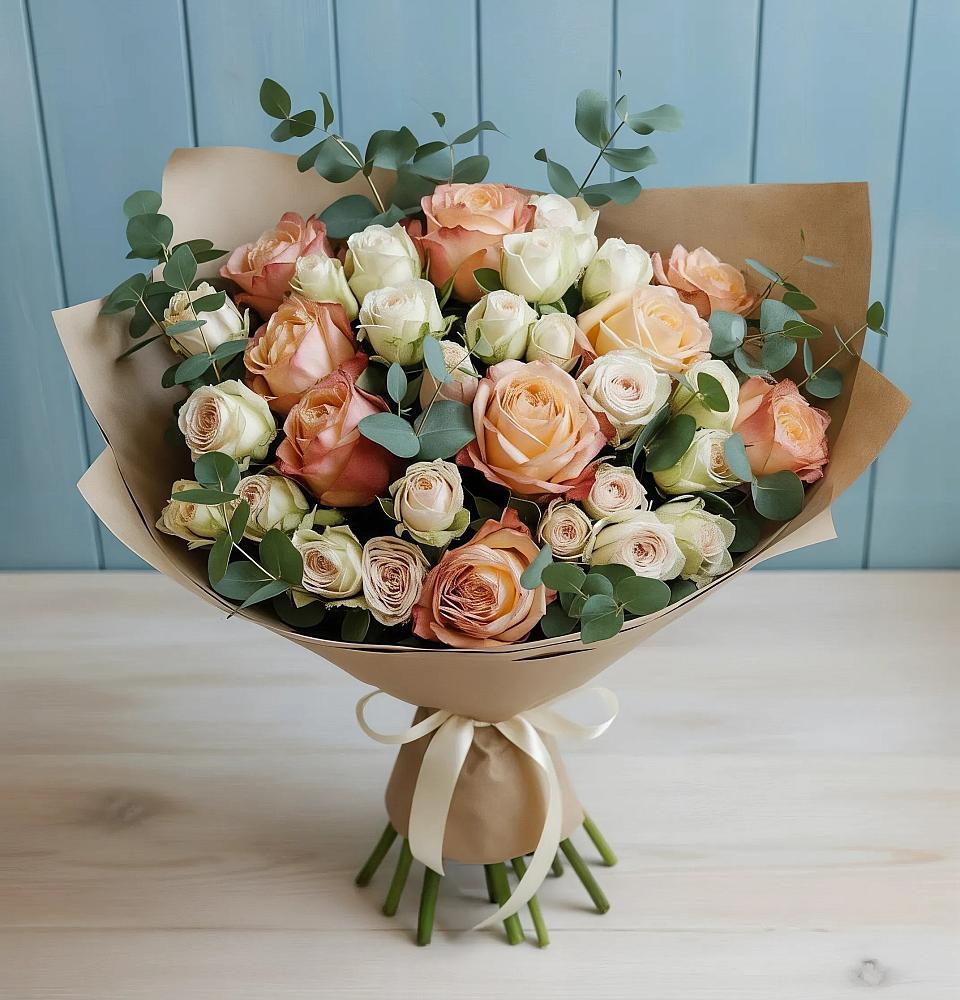 Букет цветов из: Альстромерии и Розы в Белом Яре Томской области