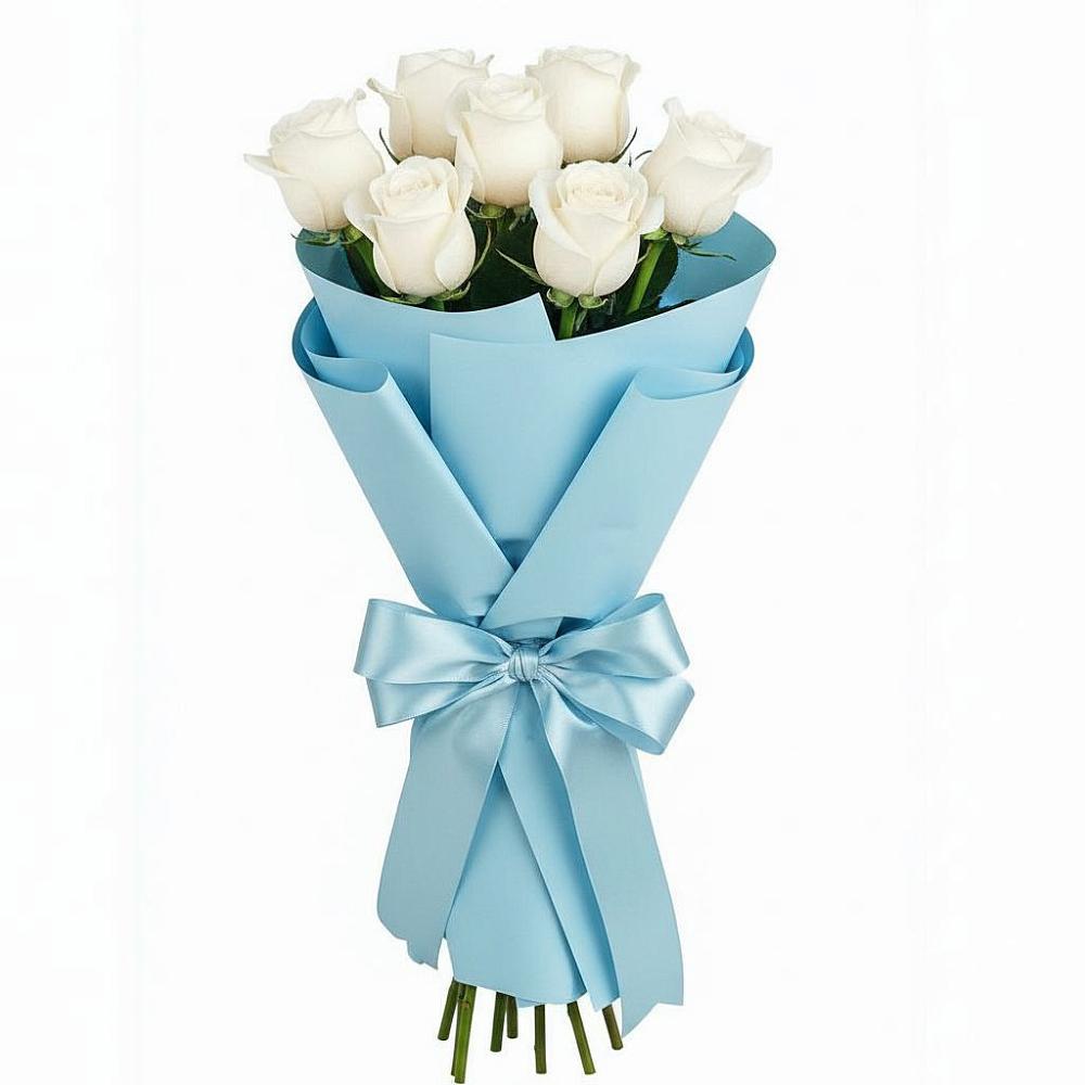 Букет 7 белых роз Проуд в Белом Яре Томской области
