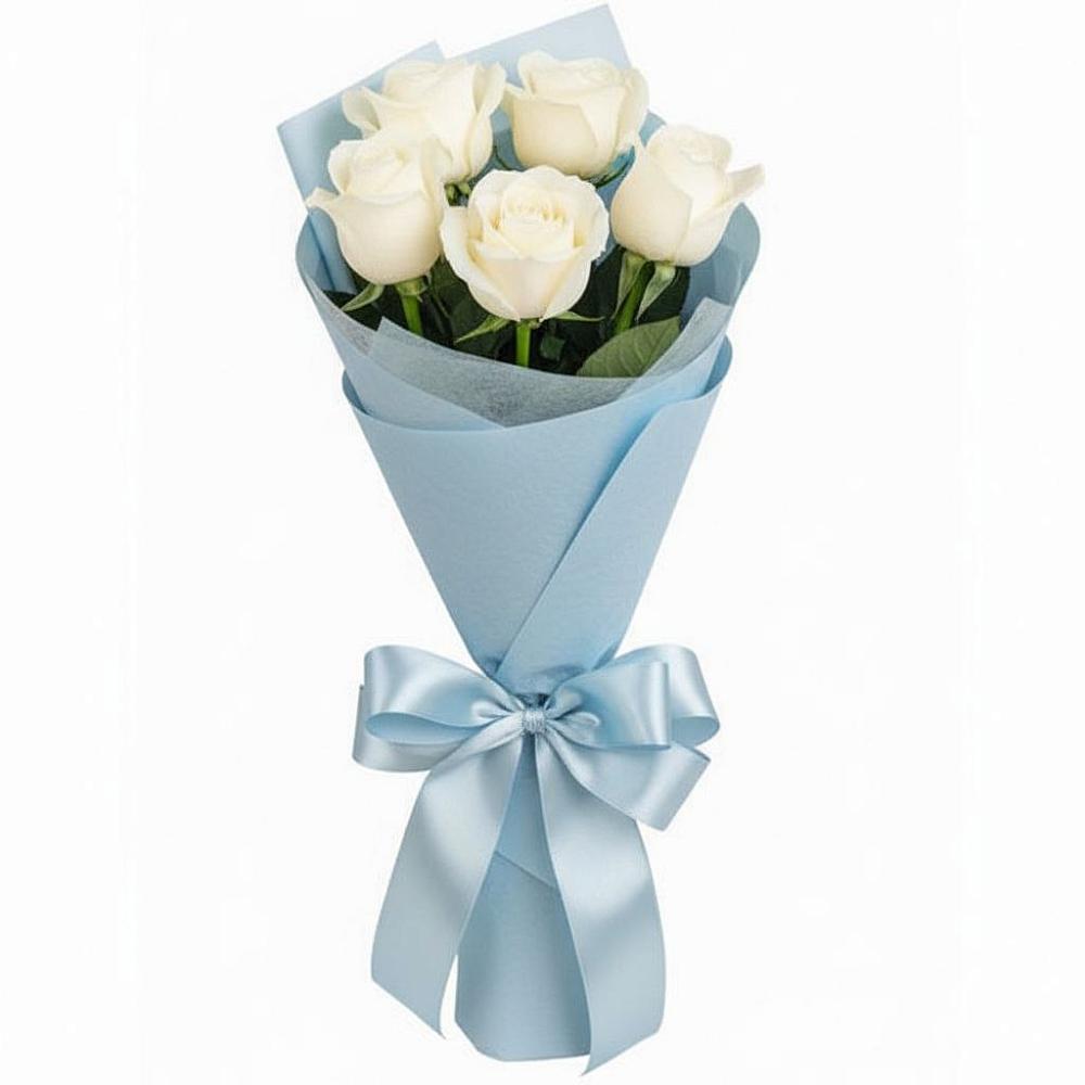 Букет 5 Белых роз Проуд в Белом Яре Томской области