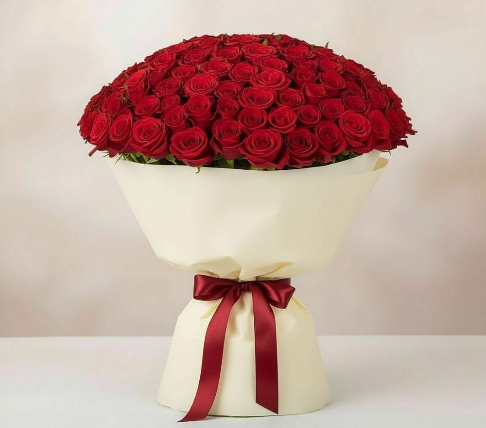 Букет 101 Красная роза Милано в Белом Яре Томской области