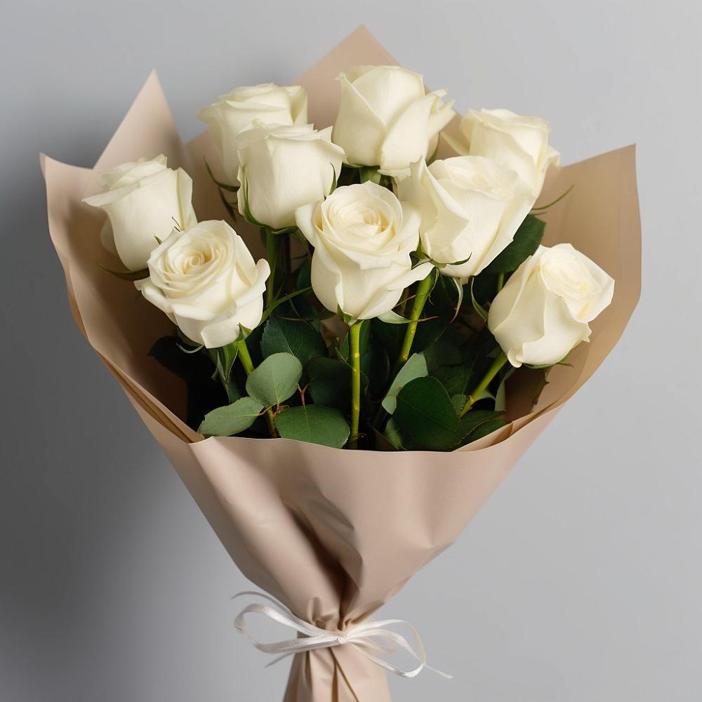 Букет 9 Белых роз Эдлесс Лав в Белом Яре Томской области