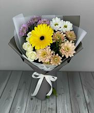 Букет цветов из:  Розы, Герберы и Хризантемы в Белом Яре Томской области