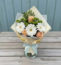 Букет цветов из:  Герберы, Розы и Хризантемы в Белом Яре Томской области