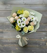 Букет цветов из:  Альстромерии, Розы и Хризантемы в Белом Яре Томской области