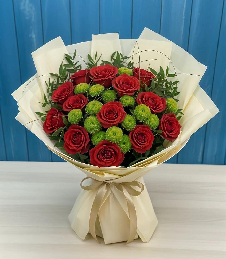 Букет цветов из: Розы и Хризантемы в Белом Яре Томской области