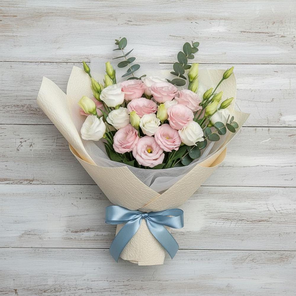 Букет цветов из: Лизиантусы в Белом Яре Томской области